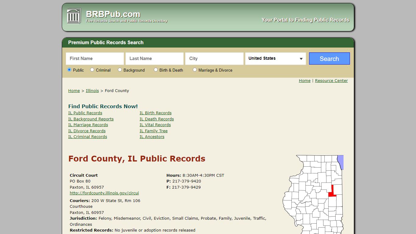 Ford County Public Records | Search Illinois Government Databases - BRB Pub